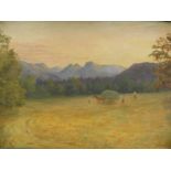 J E Wilkinson (19th/20thC). Haymaking, watercolour, signed and dated 1902, 25cm x 33cm