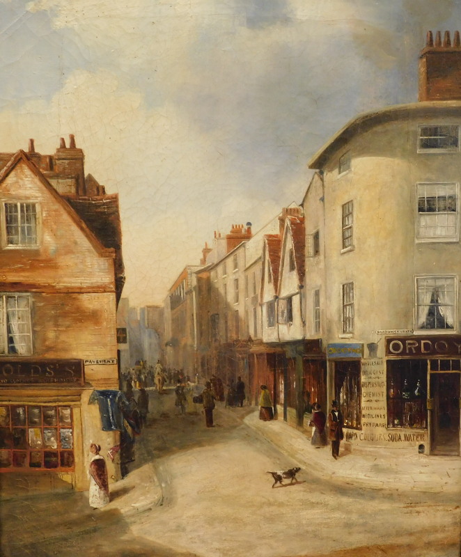 H Smyth (19th/20thC). Bridlesmith's Gate Nottingham, oil on canvas, signed and titled verso, 44.