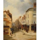 H Smyth (19th/20thC). Bridlesmith's Gate Nottingham, oil on canvas, signed and titled verso, 44.