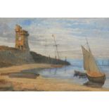 H Martin (19th/20thC). Shipping scenes, watercolour - a pair, signed and dated (18)88, 16cm x 24.