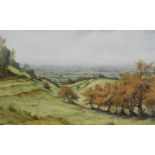 Ron Norris (20thC). View from above Caistor, watercolour, signed and dated verso, 31cm x 47.5cm