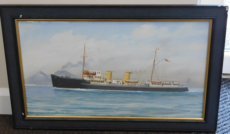 Louis Papaluca (1890-1934). S.Y. Cutty Sark R.Y.S., watercolour, signed and titled, 38cm x 68cm - Image 2 of 4