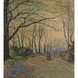 Frank Waddington. Figure on woodland path, watercolour, signed and dated (19)29, 29.5cm x 24.5cm