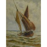 John M Henry (19th/20thC). Fishing boat at sea, watercolour, signed and dated 1885, 37cm x 25.5cm