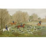 Vincent Haddelsey (1934-2010). French hunting scene, artist signed limited edition coloured print