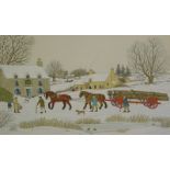Vincent Haddelsey (1934-2010). The Royal Oak, winter scene, artist signed limited edition coloured