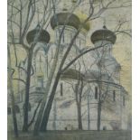 Richard Bawden (b.1936). Norodevichy Convent Moscow, artist signed coloured etching, numbered 8/