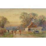 Henry Charles Fox (1855/60-1929). Rural landscape with cattle, watercolour, signed and dated 1910,