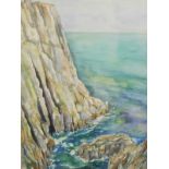 Peter Senior (20thC). Rocky coastal scene, watercolour, signed and dated 1987, 35.5cm x 25cm