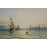 George Stainton (act.1860-1890). Fishing boats in harbour scene, watercolour, signed, 29cm x 45cm