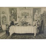 Walter Dendy Sadler (1854-1923). The Dinner, artist signed print, 43cm x 55.5cm