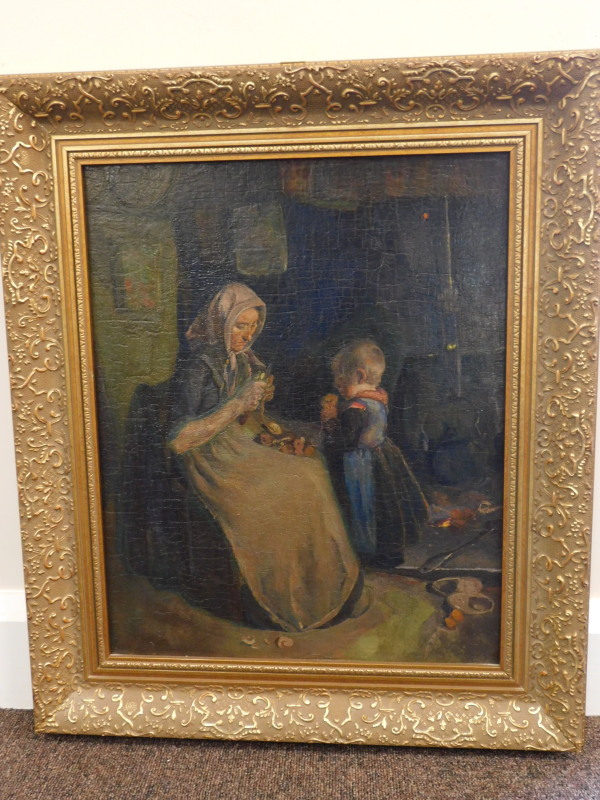 19thC Continental School. Mother and child, oil on board, 45cm x 36cm - Image 2 of 2