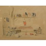 John Frederick Lewis (1805-1876). Camp interior scene, watercolour, inscribed and dated 1872, 20.5cm