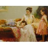 Pina (?) (20thC). Mother and children, giclee print numbered 90/195, 75cm x 100cm, label verso GFA