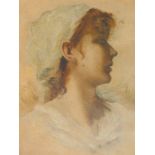 19thC Continental School. Portraits of maidens, oil on metal, 35cm x 35cm