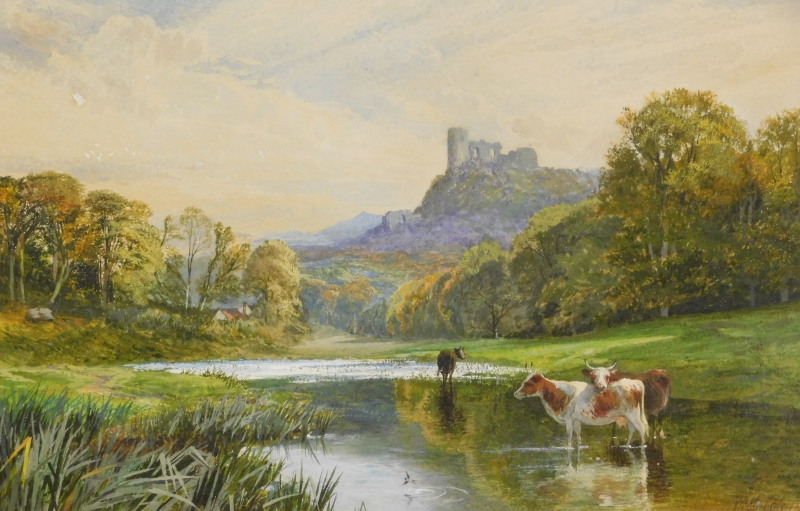 George Vicat Cole (1833-1893). River landscape with cattle, watercolour, signed and dated 1862, 23.