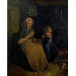 19thC Continental School. Mother and child, oil on board, 45cm x 36cm