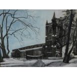 Edward Bawden (1903-1989). Little Sampford Church near Great Bardfield, watercolour, signed and