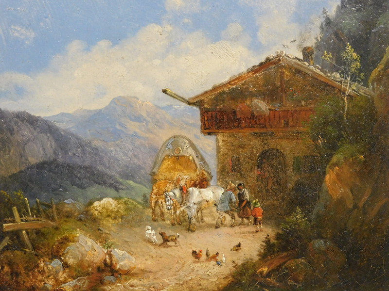 19thC Continental School. In the Tyrol 1850 and View on the Tyrol 1850, oil on board, titled - Image 2 of 4