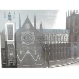 Edward Bawden (1903-1989). Westminster Abbey, artist signed screen print, 55cm x 71cm