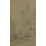 R Mears (?) (19th/20thC). Street scene, pencil, indistinctly signed and titled, dated 1912, 20cm x