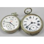 Two pocket watches, to include a Railway silver plated pocket watch, by Sekonda, and a The Big Ben