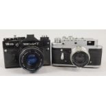 Two cameras, a Zorko 4 with Jupiter 8 lens and a Zenit 12 camera with lens