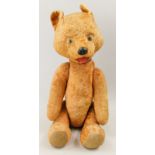 A Continental plush teddy bear, with card body, possibly Russian