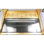 A gilt overmantel mirror, in 19thC Egyptian revival style, of breakfront form, the frieze