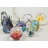 A collection of glass, to include Caithness vases, paperweights to include ribbons congratulations