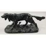 A cast iron figure of a hound, in a manner of Mene, possibly Russian, 30cm wide