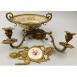 A collection of items, to include an oriental style oval centrepiece with gilt metal mounts, two