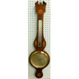 A Paggani, Gainsborough. A mid 19thC barometer, the mahogany case inlaid with marquetry shells,