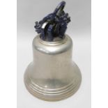 A World War II Air Ministry metal bell, with blue painted fittings, dated 1940, 35cm high overall