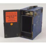 A Houghton Butcher Ensign E29 box camera, made in 1930s in blue leatherette