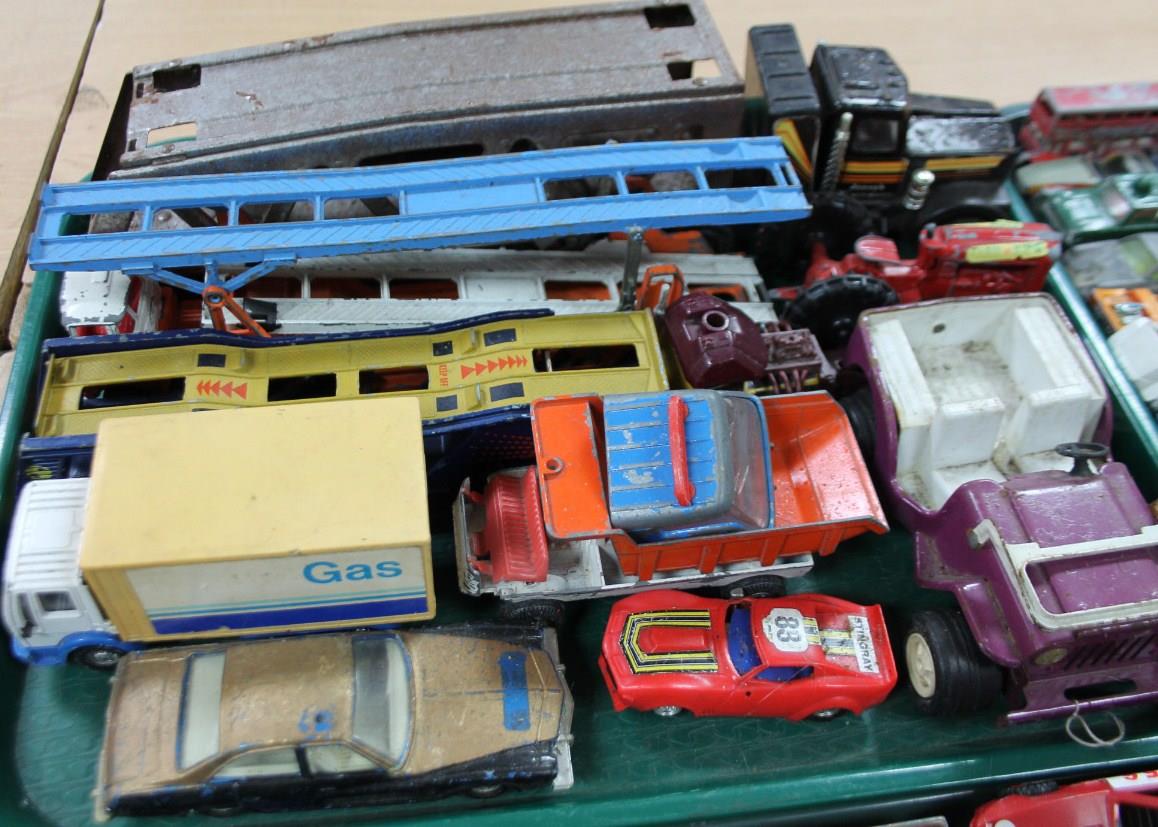 Various die-cast vehicles, to include car transporter, 40cm wide, cars, Corgi fire truck, various - Image 2 of 5