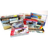 Various Airfix Matchbox Monogram and other kits, Runcorn 72 Supermarine Spitfire MK.LA 24cm wide (