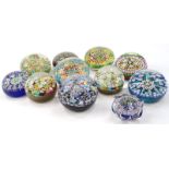 Various 20thC glass paperweights, to include Millefiori style, flower head example, possibly