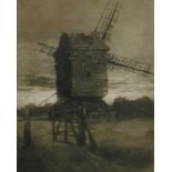 William Rawson (10th/20thC). Windmill, monochrome print, signed under mount, 23.5cm x 17cm.
