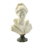 After A Giannelli, bust of a lady, on marble finish base, signed verso, 39cm high.