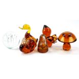 Various glass sculptures, paperweights etc., to include Wedgwood glass squirrel, 10cm high, duck,