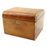 A late 19thC maple tea caddy, the titled domed lid hinging to reveal a plain interior, 11cm high,