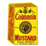 A Colman's Mustard advertising enamel sign, of rectangular canted outline in red, yellow and black