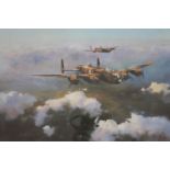 After Robert Taylor. Lancaster, first edition print, signed by Captain Leonard Cheshire, 33cm x