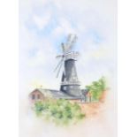 J.A.R (20thC). Heckington Windmill, watercolour, signed, 33cm x 24cm.