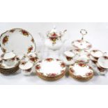 A Royal Albert Old Country Roses part tea service, to include two tier cake stand, 25cm high, teapot