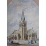 W Ordish (20thC). St Leonard's Church, Woodgate Leicester, watercolour, 34cm x 57cm.
