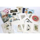 Book plates, silk works, watercolours, prints, pictures, etc, original designs, Japanese block