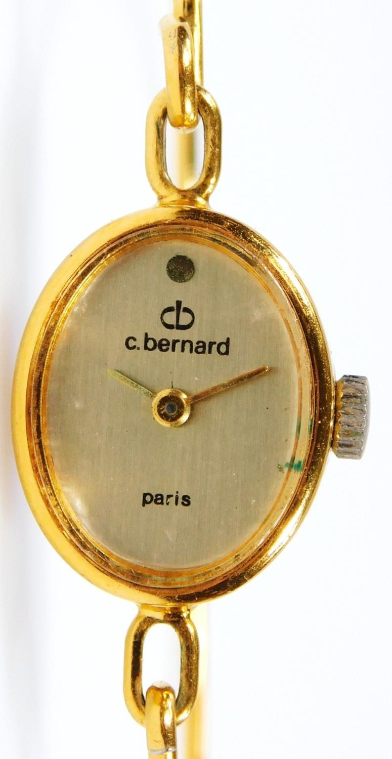 A C Bernard modern ladies wristwatch, gold plated.