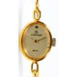 A C Bernard modern ladies wristwatch, gold plated.